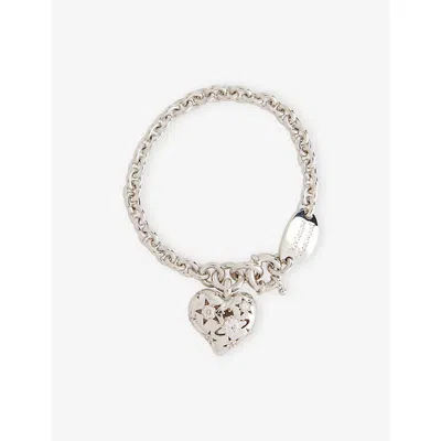 Vivienne Westwood Jewellery Mens Aw25-platinum / White Cz Lee Brass And Cubic Zirconia Bracelet In Multi