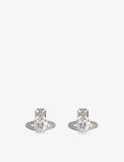 Vivienne Westwood Jewellery Ariella Gold Tone-brass And Crystal Stud Earrings In Crystal/rhodium