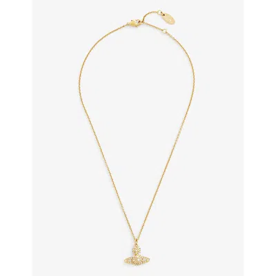 Vivienne Westwood Jewellery Grace Bas Relief Platinum Plated Brass And Cubic Zirconia Pendant Necklace In Gold /  Crystal