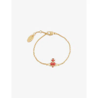 Vivienne Westwood Jewellery Mens Gold / Red Enamel Fabianna Gold-plated Brass Relief Bracelet
