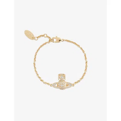 Vivienne Westwood Jewellery Mens Carmela Bas Relief Gold-plated Brass And Cubic Zirconia Bracelet Gold / White Cz