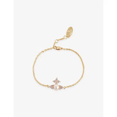 Vivienne Westwood Jewellery Mens Gold/champ/pink Pearl Feodora Gold-plated Brass And Cubic Zirconia Bracelet