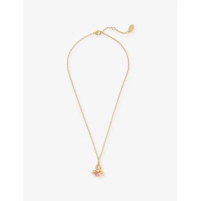 Vivienne Westwood Jewellery Mens Gold/wht Crystal/fuchsia Capucine Gold-plated Brass And Enamel Pendant Necklace