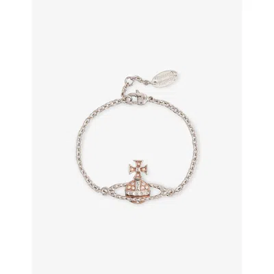 Vivienne Westwood Jewellery Mens Mayfair Bas Relief Rhodium-plated Brass And Crystal Bracelet Rhodium Pnk Gld Crystal