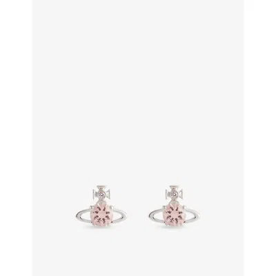 Vivienne Westwood Jewellery Mens Platinum / Champagne Cz Reina Silver-plated Brass And Cubic Zirconia Stud Earrings In Metallic