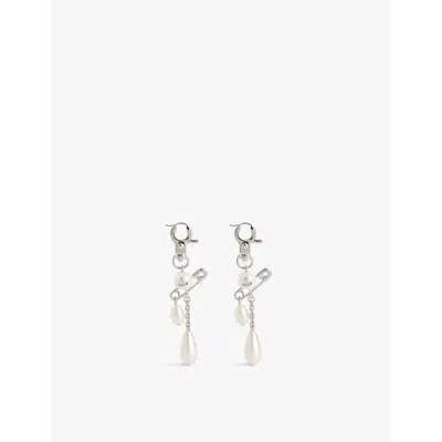 Vivienne Westwood Jewellery Mens  Claude Drop-silhouette Brass Earrings In Platinum