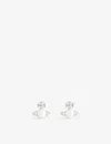 Vivienne Westwood Jewellery Balbina Brass And Faux-pearl Stud Earrings In Silver/cream