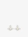 Vivienne Westwood Jewellery Olympia Silver-tone Brass And Cubic Zirconia Stud Earrings In Silver