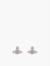 Vivienne Westwood Jewellery Grace Bas Relief Platinum-plated Silver-tone Brass And Crystal Earrings In Silver/white