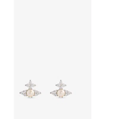 Vivienne Westwood Jewellery Mens  Feodora Crystal-embellished Brass Earrings In Platinum