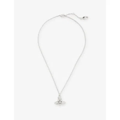 Vivienne Westwood Jewellery Mens Platinum / White Crystal Mariette Brass And Cubic Zirconia Pendant Necklace In Silver