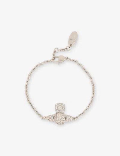Vivienne Westwood Jewellery Carmela Bas Relief Brass And Cubic Zirconia Bracelet In Platinum / White Cz