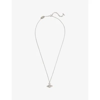 Vivienne Westwood Jewellery Mens Platinum / White Cz Narcissa Crystal Orb Platinum-plated Sterling-silver Pendant Necklace