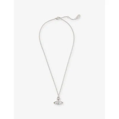 Vivienne Westwood Jewellery Mens Platinum / White Cz Reina Large Pendant Brass And Cubic Zirconia Necklace