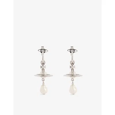 Vivienne Westwood Jewellery Mens  Aleksa Orb-embellished Brass Earrings In Platinum/creamrose Pearl