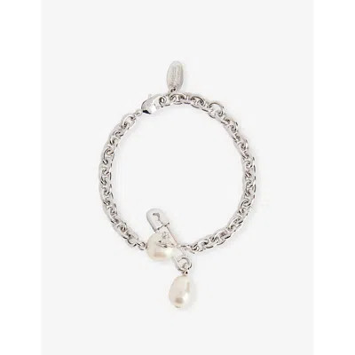 Vivienne Westwood Jewellery Mens  Claude Safety-pin Small Brass Bracelet In Neutral