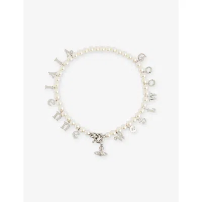 Vivienne Westwood Jewellery Mens Platinum/crmrose Pearl Leanne Silver-plated Brass And Faux-pearl Necklace In Metallic