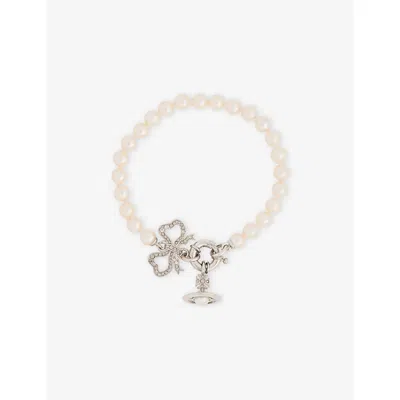 Vivienne Westwood Jewellery Mens Platinum/crystal Velvet Rigoberta Silver-plated Brass And Swarovski Glass Pearl Bracelet