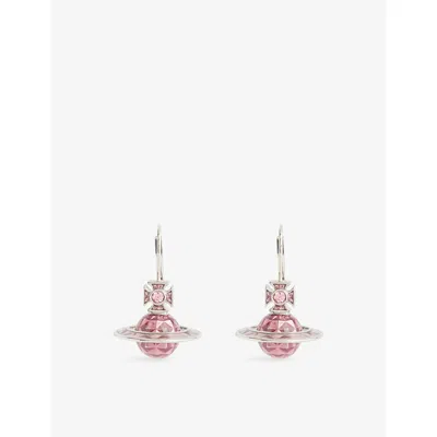 Vivienne Westwood Jewellery Mens Platinum/l Rose Crystal Mashita Brass And Cubic Zirconia Drop Earrings In Pink