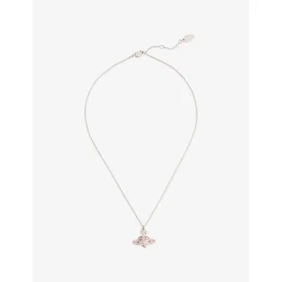 Vivienne Westwood Jewellery Mens Platinum/v Rose/crystal New Diamante Heart Platinum-plated Brass And Crystal Pendant Necklace