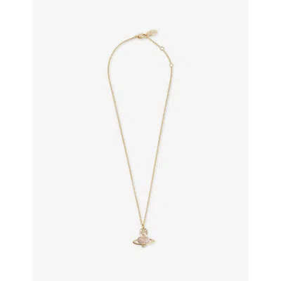Vivienne Westwood Jewellery Mens  Agnatha Brass And Cubic Zirconia Pendant Necklace In Gold / Pink/ Cz