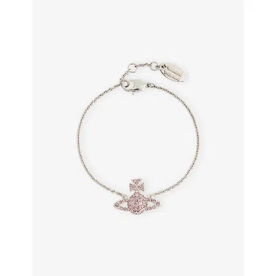 Vivienne Westwood Jewellery Mens  Grace Bas Relief Platinum Plated-brass And Cubic Zirconia Bracelet In Platinum Ameth Lght Rose