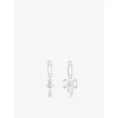 Vivienne Westwood Jewellery Mens Aw25-platinum / White Cz Lilith Brass And Cubic Zirconia Drop Earrings In Multi