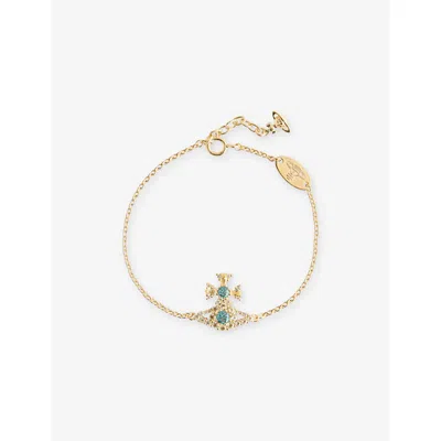 Vivienne Westwood Jewellery Mens  Masha Bracelet Gold-plated 925 Sterling-silver Bracelet In Gold / Turquoise Cz