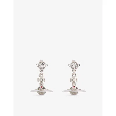 Vivienne Westwood Jewellery Mens New Petite Orb Platinum-plated Brass Earrings In Silver