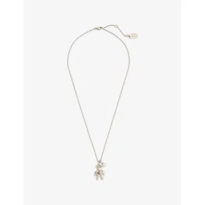 Vivienne Westwood Jewellery Mens  Ruby Small Platinum Plated-brass And Black Enamel Pendant Necklace In Platinum / Black Diamond