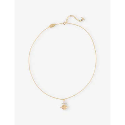 Vivienne Westwood Jewellery Mens  Tiziana Gold-plated 925 Sterling-silver And Cubic Zirconia Pendant In Gold / White Cz