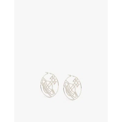 Vivienne Westwood Jewellery Eloisa Brass And Cubic Zirconia Hoop Earrings In Platinum / White Cz