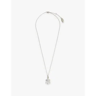 Vivienne Westwood Jewellery Joaquina Brand-orb Brass And Cubic Zirconia Pendant Necklace In Platinum / White Cz