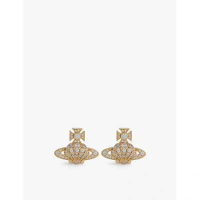 Vivienne Westwood Jewellery Natalina Brass And Cubic Zirconia Earrings In Gold / White Cz