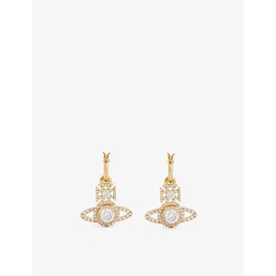 Vivienne Westwood Jewellery Norabelle Brass And Cubic Zirconia Earrings In Gold / White Cz