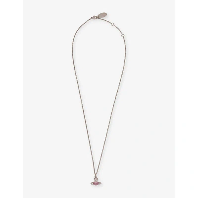 Vivienne Westwood Jewellery Allie Brass And Cubic Zirconia Necklace In Platinum / Light Pink Cz