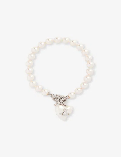 Vivienne Westwood Jewellery Sheryl Brass And Faux-pearl Bracelet In Platinum/creamrose Pearl