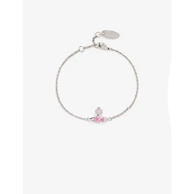 Vivienne Westwood Jewellery Allie Brass And Cubic Zirconia Bracelet In Platinum/light Pink