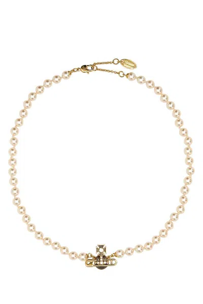 Vivienne Westwood Kitty Pearl Necklace-tu Nd  Female In Gold