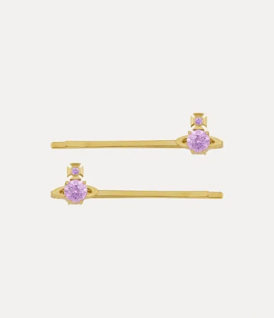 Vivienne Westwood Joaquina Bobby Pins Gold-lavender-cz Gold-lavender-cz Unisex