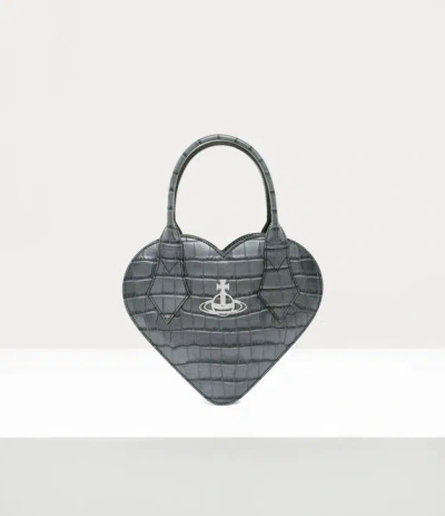 Vivienne Westwood Josephine Heart Crossbody Bag Bi Col Croc-embossed Anthracite