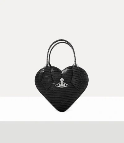 Vivienne Westwood Josephine Heart Crossbody Mini Croc-embossed Black