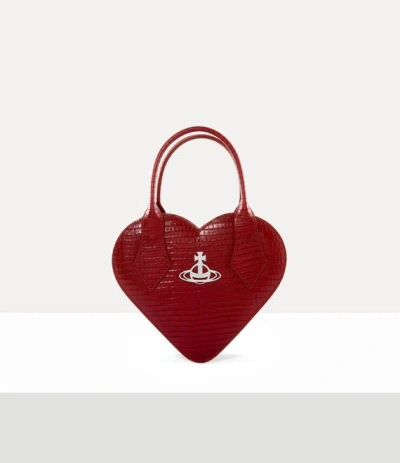 Vivienne Westwood Josephine Heart Crossbody Mini Croc-embossed Red