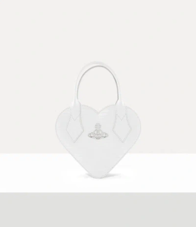 Vivienne Westwood Josephine Heart Crossbody Mini Croc-embossed White