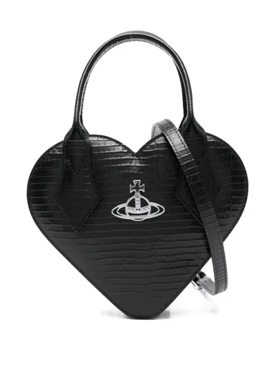 Vivienne Westwood Josephine Heart Shoulder Bag In Black