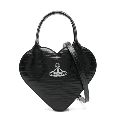 Vivienne Westwood Josephine Heart Shoulder Bag In Black