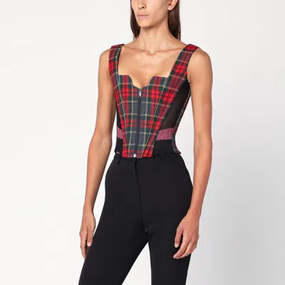 Vivienne Westwood Juliet Wool Corset With Scarlet Tartan Pattern In Red