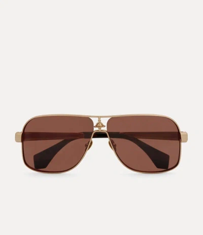 Vivienne Westwood Keith Sunglasses Metal Yellow  Men In Brown