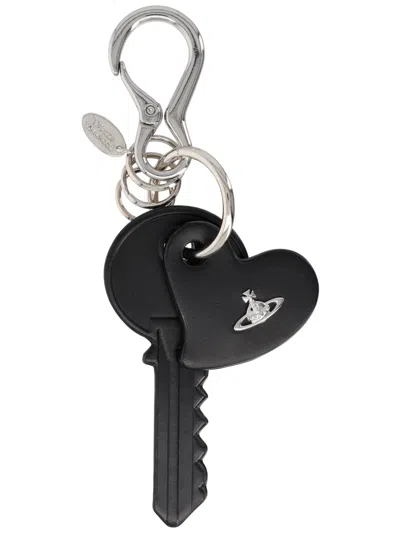 Vivienne Westwood Key & Heart" Keychain In Black