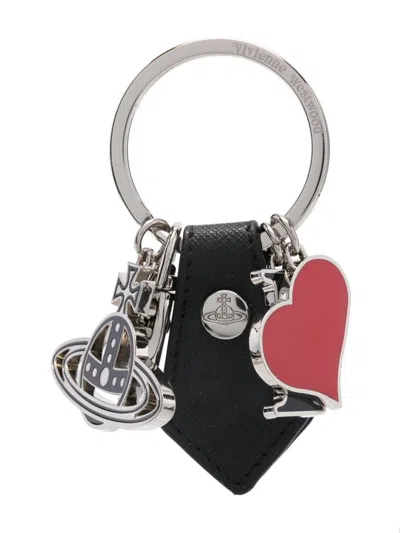 Vivienne Westwood "i Love Orb" Keychain In Black